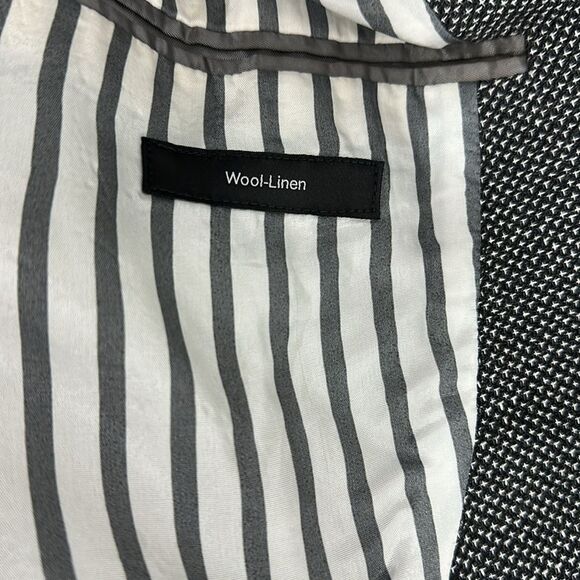 Hugo Boss Slim-Fit Blazer Jacket In Micro-Patterned Wool And Linen Size 44R - Picture 9 of 15